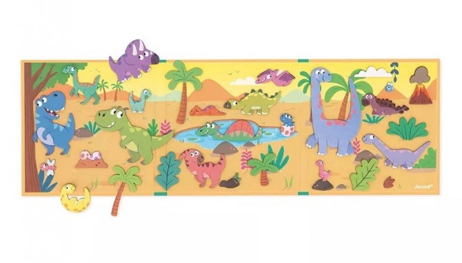 Dinozaury magnetyczne na planszy Janod
